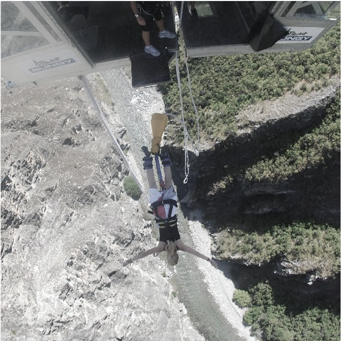 View from the top on Lucienne bungy jumping